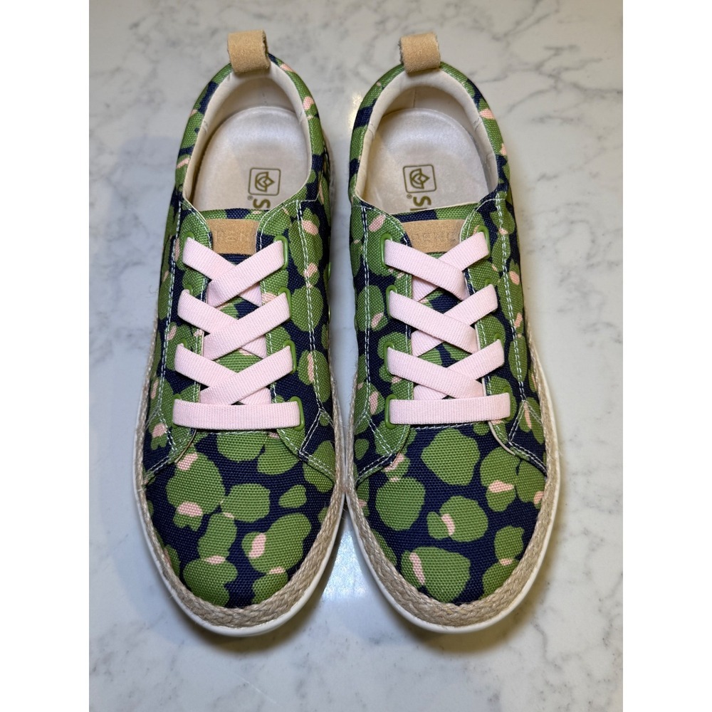 Spenco Malibu Lace Sneakers NEW Canvas Green Blue Pink Lily Pad Womens 8.5
